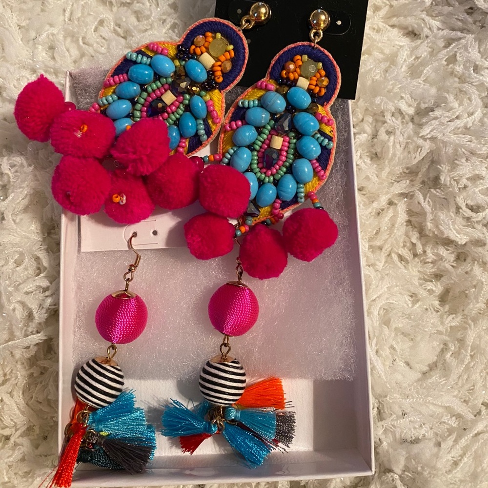 NWT Funky & Fun Bright Colorful Earrings